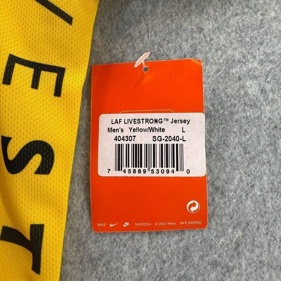 NWT Nike Livestrong‎ Unite Cycling Jersey Large Yellow White Bike Athletic Men's - Picture 3 of 12